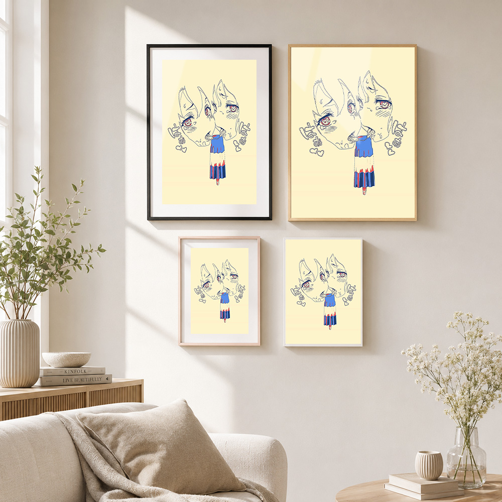 Kawaii Anime School Girl Frame - Anime Poster Print 评论和价格